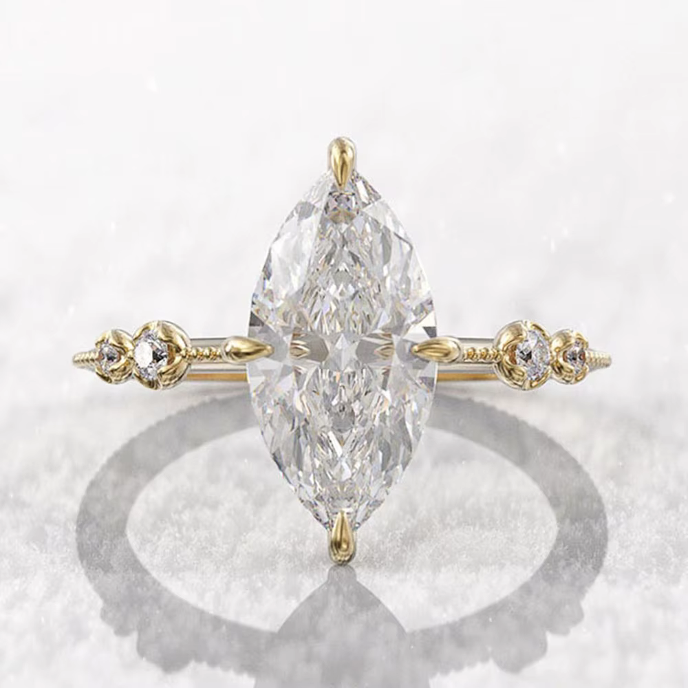 Huitan AAA cristal Marquise cubique zircone anneaux pour femmes mode mince bague fiançailles mariage