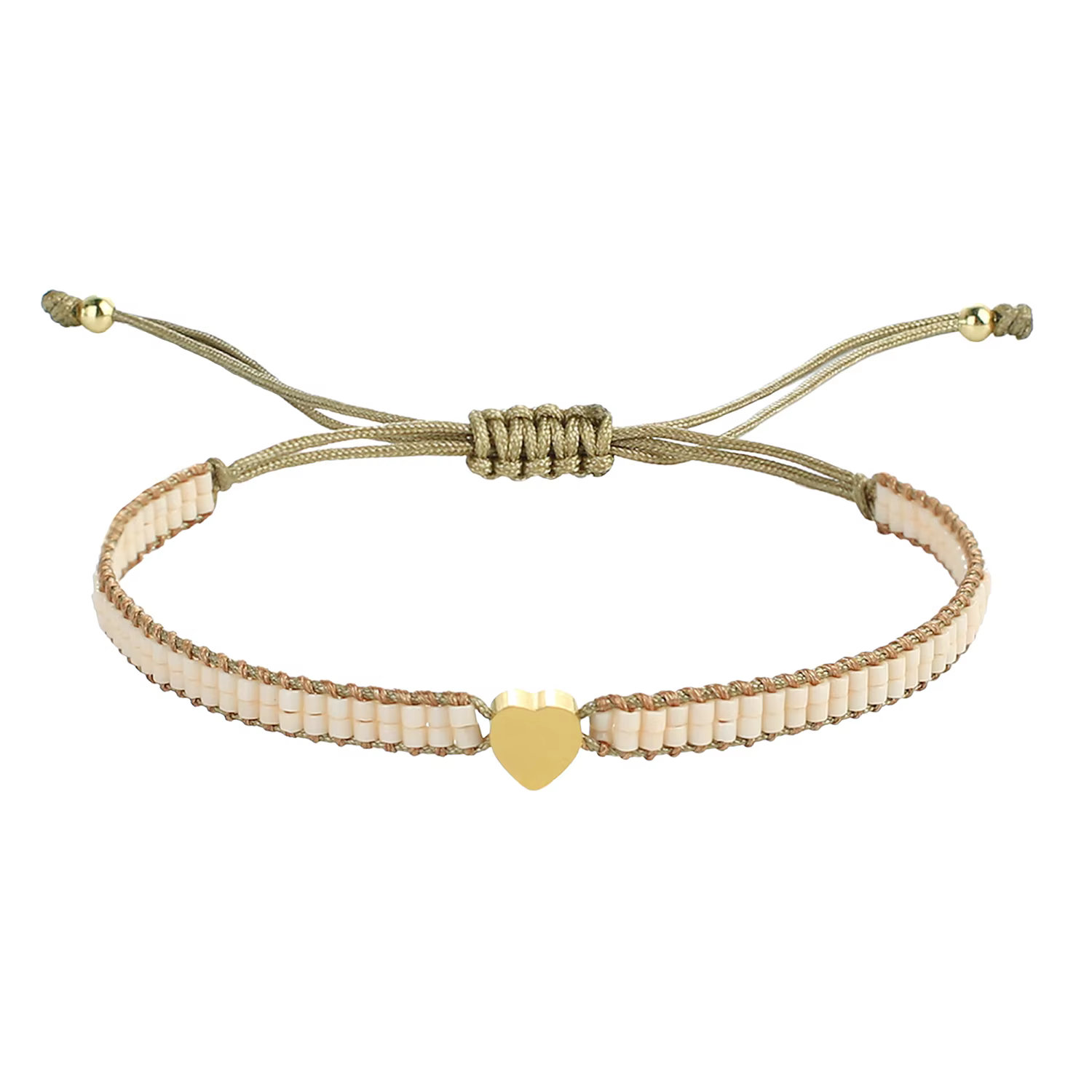 KELITCH Bracelet Miyuki en or rose tissé à la main, cœur bohème, réglable, bijoux à la mode pour fem
