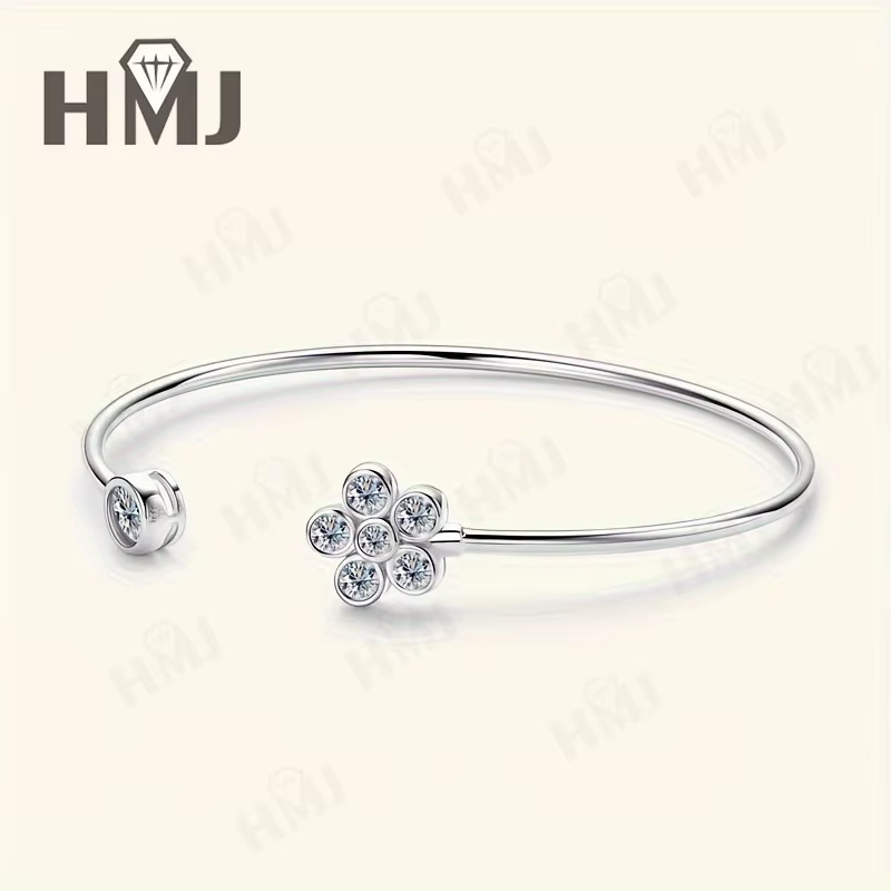 Ensemble de lunette, Bracelet ouvert en Moissanite, en argent Sterling 925, bijoux à breloques pour 