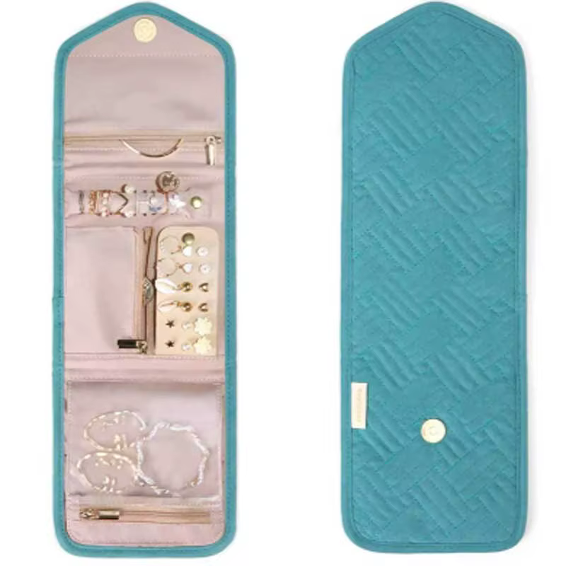 Rouleau de bijoux pliable, organisateur de bijoux pratique, sac à bijoux, sac à cosmétiques, présent