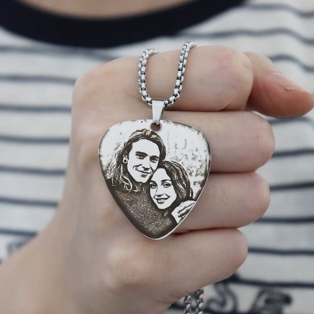 Collier avec pendentif personnalisé pour couple, gravure de photos, chaîne en acier inoxydable, bijo