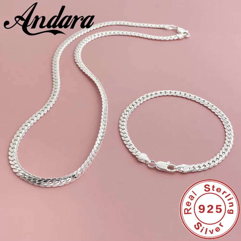 Ensemble collier et bracelet en argent sterling 925 de 20-40 cm pour femme, bijoux de fête