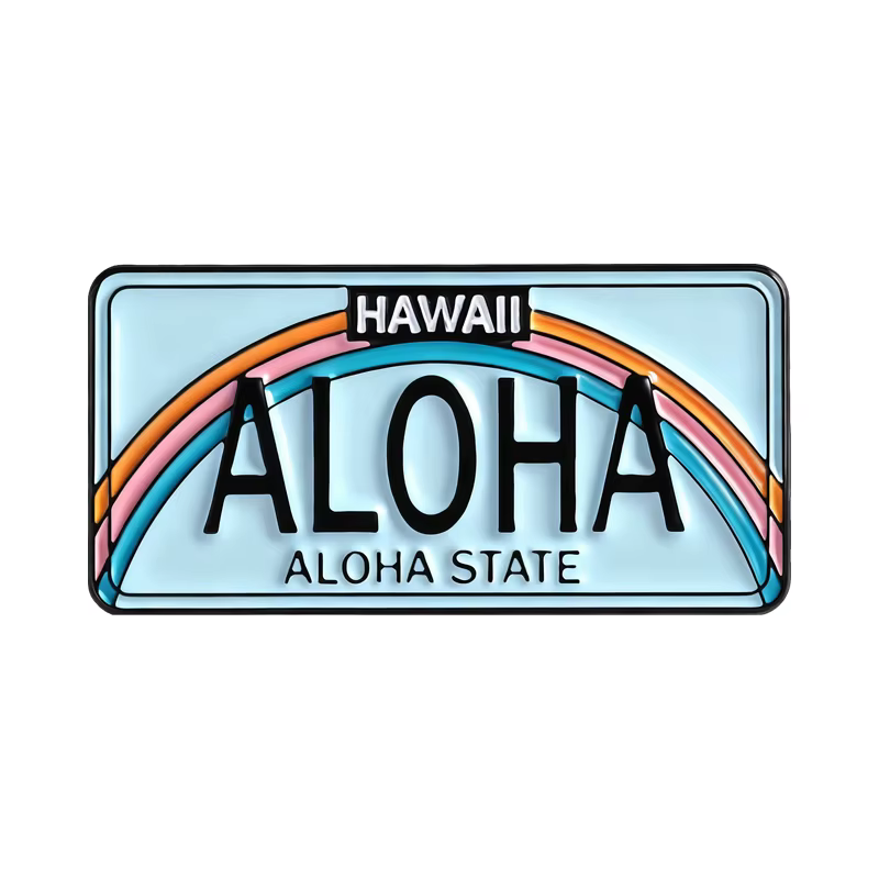 Broches en émail de l'état hawaïen ALOHA, broches personnalisées de requin de plage, Badges de rever