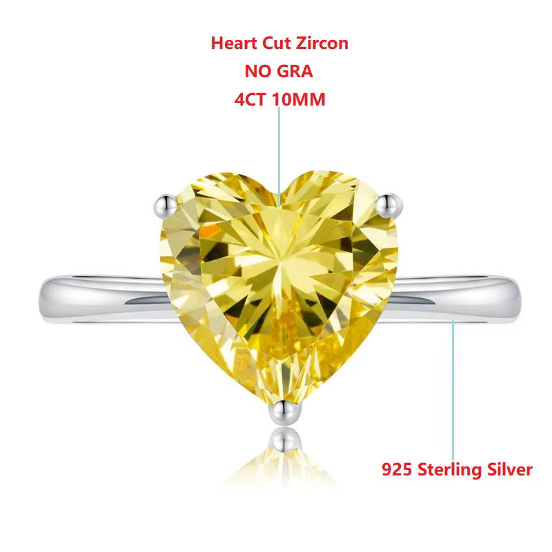 Bague en argent sterling S925 avec zircon/moissanite Halaile 4CT 5A, cœur d'amour, classique, bijoux