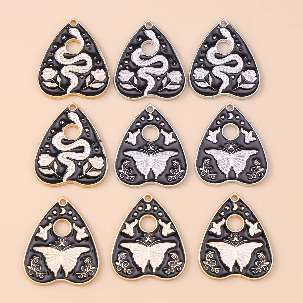 Leslie 10 pièces noir Tarot carte coeur breloques pendentifs pour Bracelets collier bricolage saint 