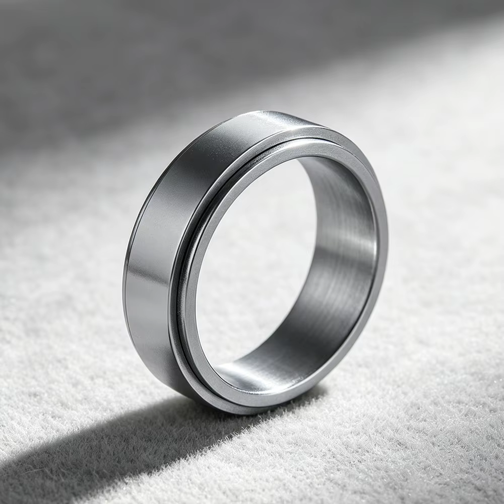 Bague anti-stress et anxiété 8 mm pour hommes, accessoire classique en acier inoxydable, rotation li