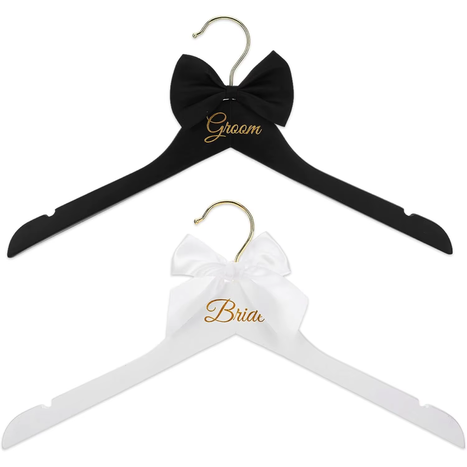 Lot de 2 cintres en bois pour mariés, cintres pour robe de mariée et costume, décoration de fête de 