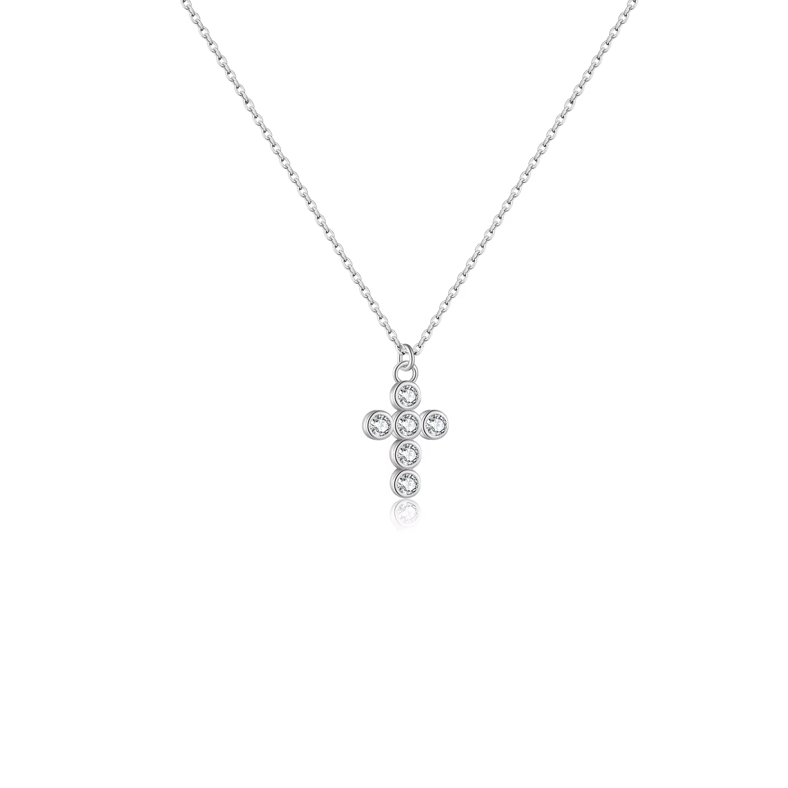 ANDYWEN-Collier en argent regardé 925 avec croix transparente pour femme, bijoux en cristal fin, cad