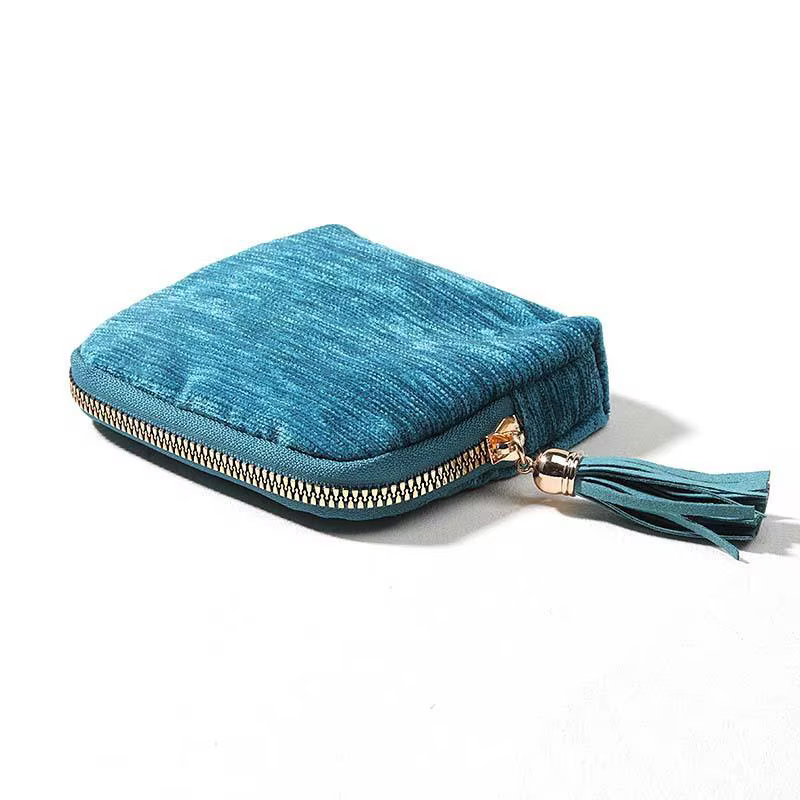 Sac de rangement pour bijoux avec pendentif à pompon, doublure multicouche, pour bagues, colliers, e
