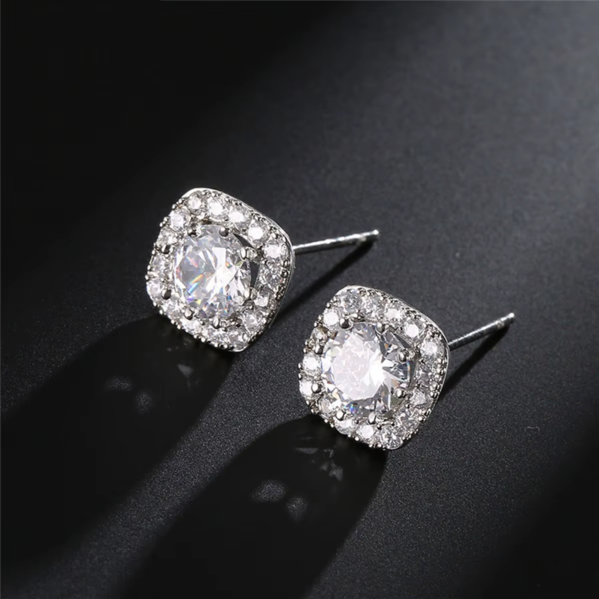 Collier et boucles d'oreilles en forme de feuille de zircone carrée brillante pour femmes, ensembles