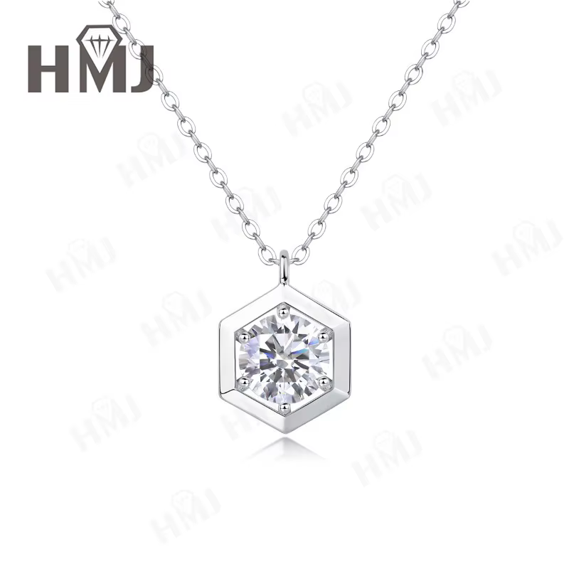 Collier en moissanite couleur D 1ct, pendentif rond en argent 925, clarté VVS1, bijoux fins, cadeau 