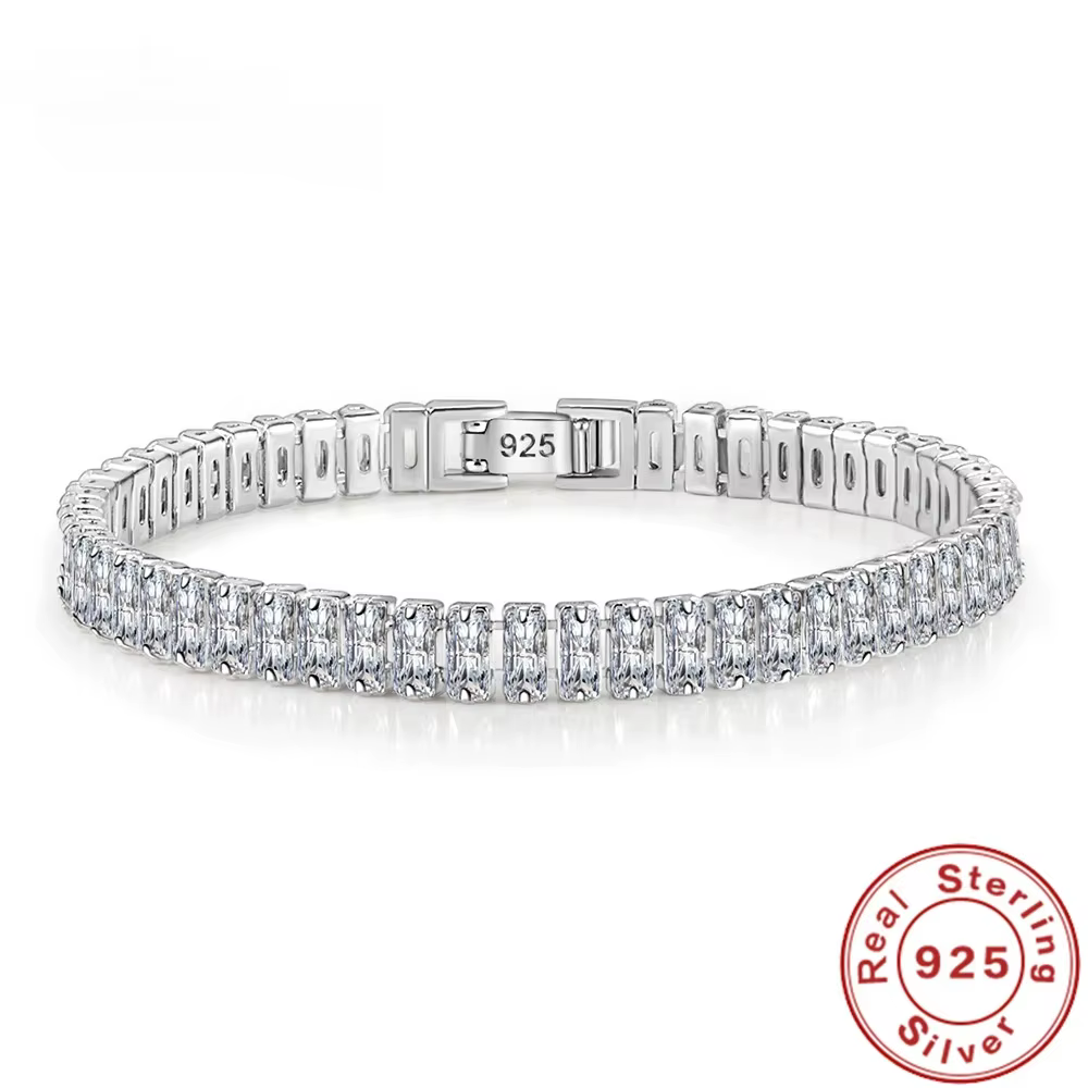 Bracelet en argent 925 pour femmes, bijoux de luxe, de créateur, en cristal fin, à la mode, pour fia