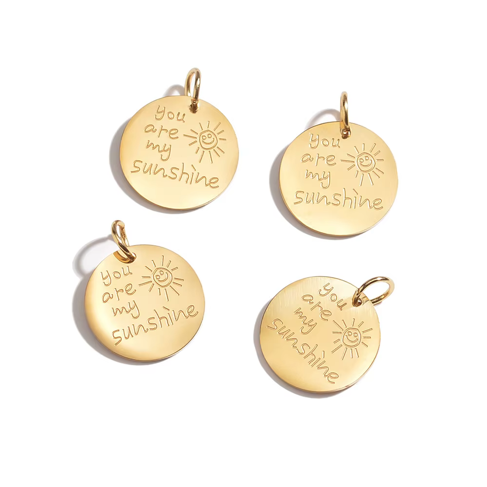 Breloques couleur or You are my sunshine, pendentifs en acier inoxydable pour bricolage, accessoires