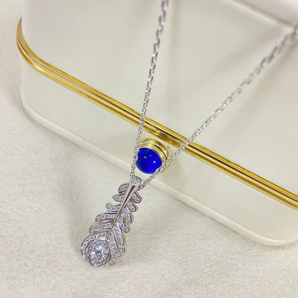 Collier élégant en plumes pour femme, plaqué argent 925, bijoux en or, cadeau pour femmes élégantes