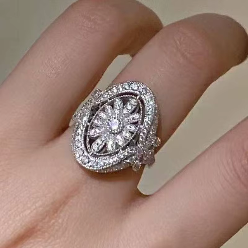 Huitan – bague Noble ajourée pour femmes, Design floral, charmant, accessoires de doigt de mariage, 