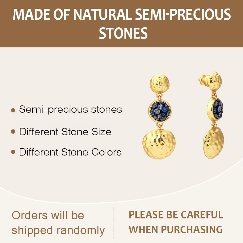 IVOG-Boucles d'oreilles pendantes en laiton pour femmes, Boucles d'oreilles en pierre semi-pride, Bi