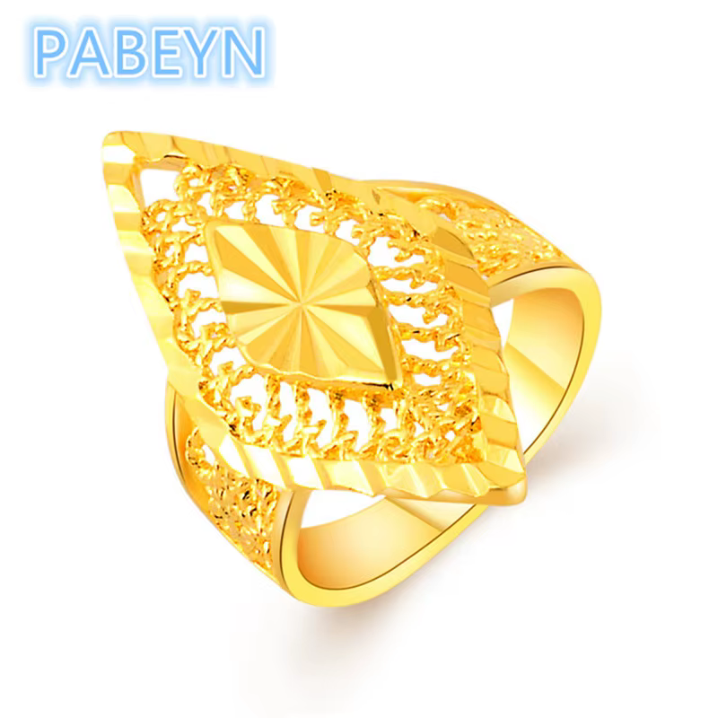 Bagues de luxe en or 24 carats, bagues géométriques plaquées or coréen, bijoux de fiançailles Glamou