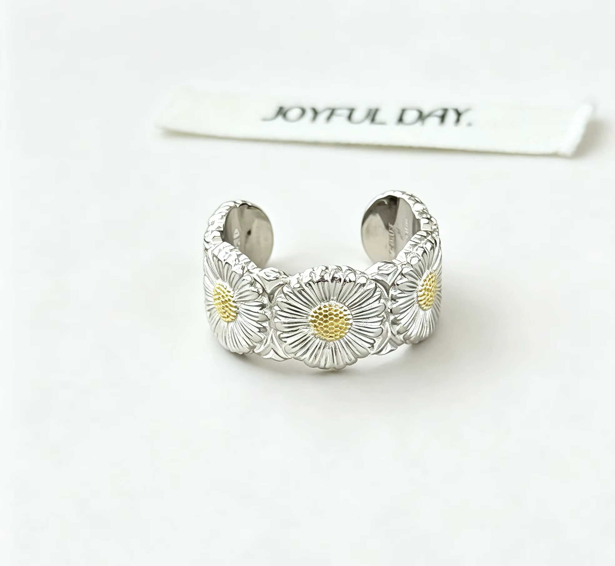 Bague tendance en argent sterling S925 de style français, design marguerite à la mode, cadeau d'anni