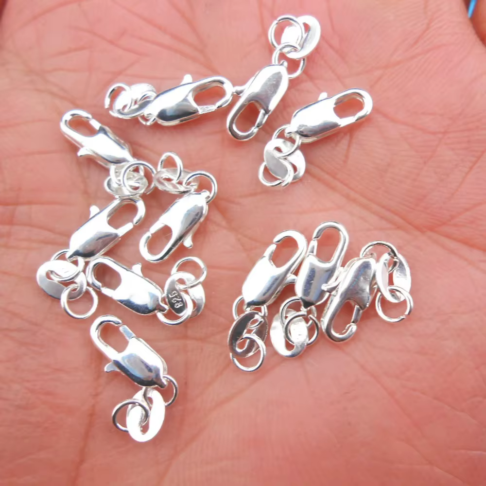Fermoir à homard en argent Sterling 925 avec anneaux de saut, étiquette 925 pour colliers, résultats