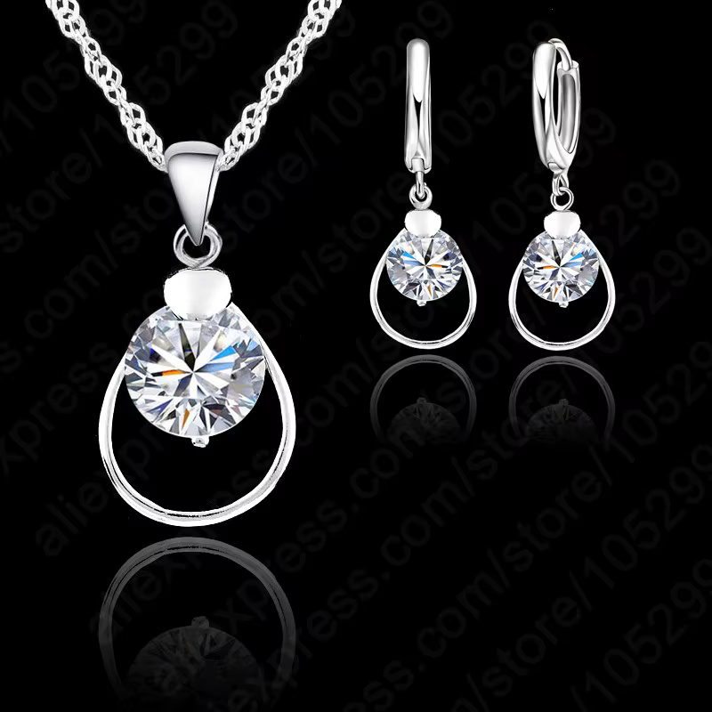 Ensemble de bijoux en argent Sterling 925 pour femme, couleur suisse, cristal CZ, boucle arrière, bo