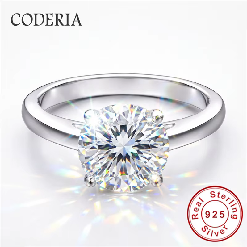 Superbe Bague de Fiançailles Ronde en Moissanite 2 Carats, Plaqué Or Rose 18K, Argent Sterling 925, 