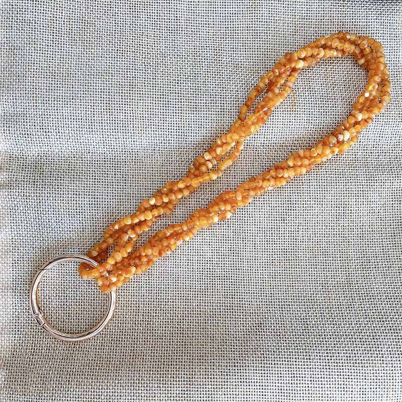 JOFashion-Collier d'ambre de la Baltique pour femme, pull en cire d'abeille, bague en métal, bijoux 