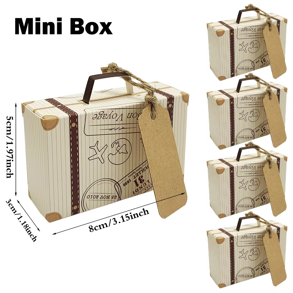 Mini valise Vintage, coffrets cadeaux de fête, cadeaux de mariage, thème de voyage, décoration de fê