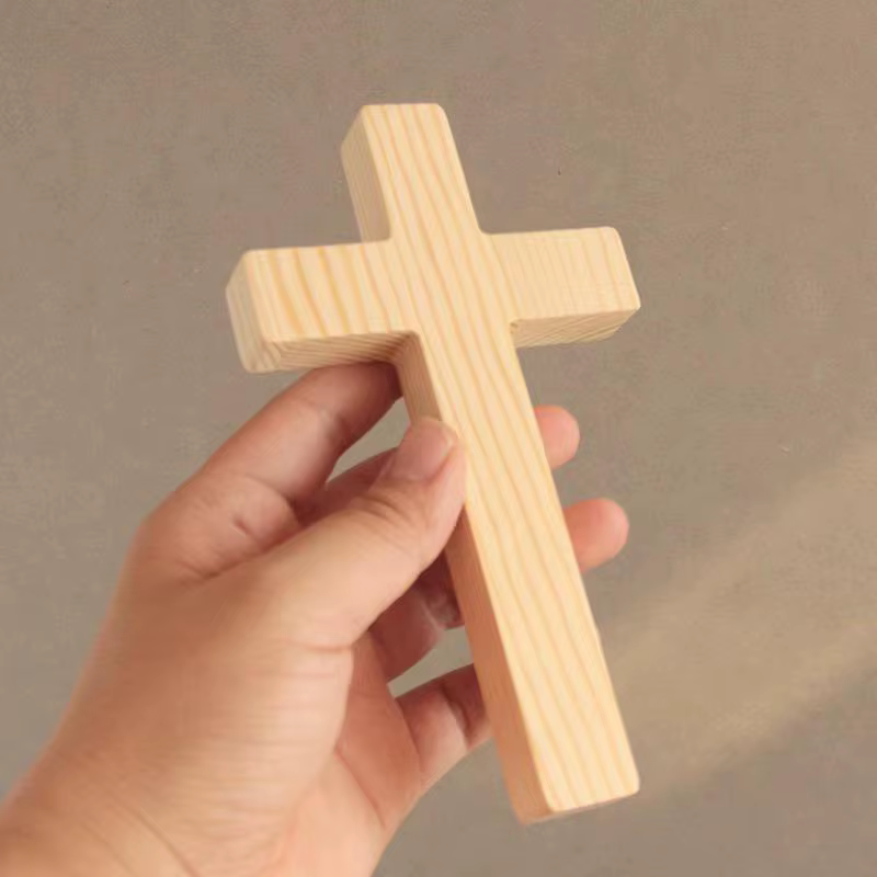 Croix en bois pour décoration chrétienne, bûche enrichie, cadeau, croix, ustensiles d'église, bénédi