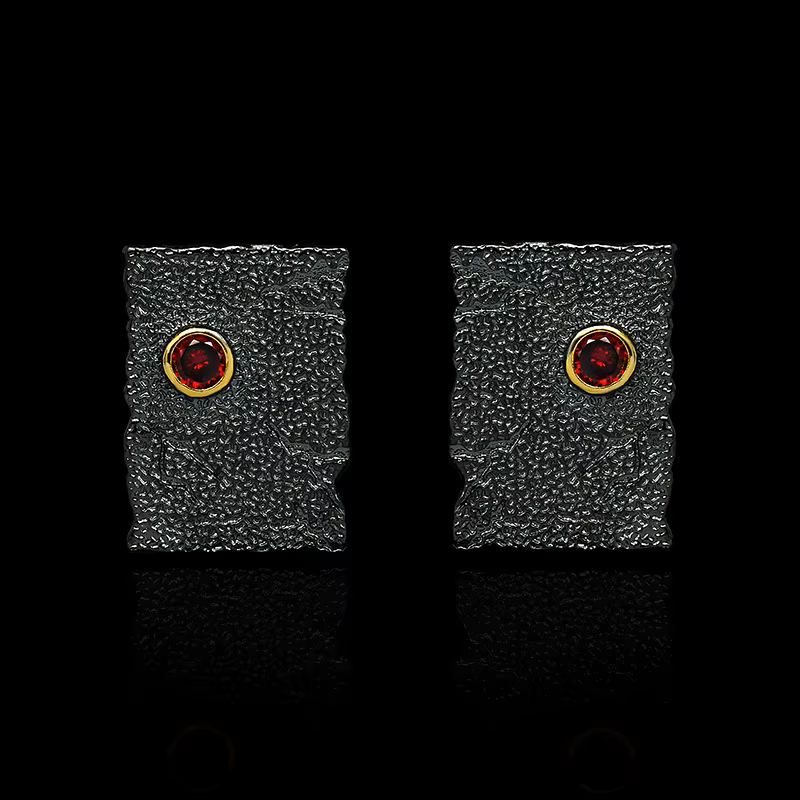 Boucles d'oreilles rectangulaires géométriques classiques pour femmes, bijoux en or noir, bijoux ita