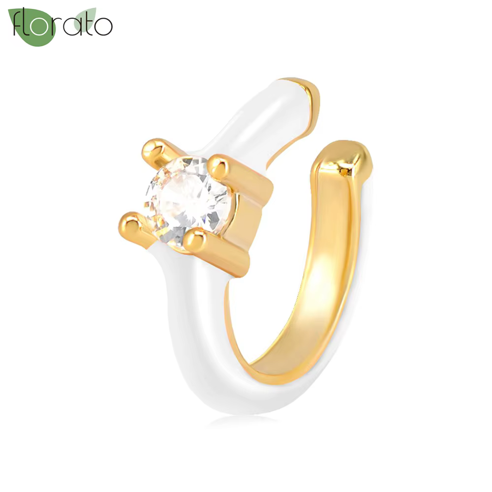 Boucles d'oreilles clip non percées en or 18 carats pour femmes et hommes, émail coloré, faux cartil