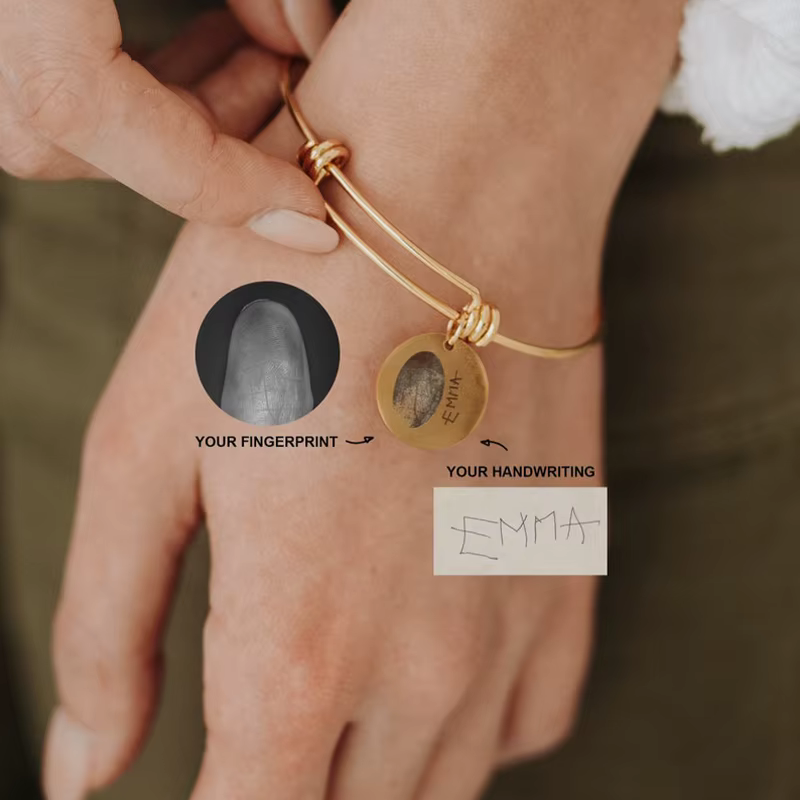 Bracelet personnalisé à empreintes digitales, Signature gravée, bijoux souvenir d'écriture pour enfa