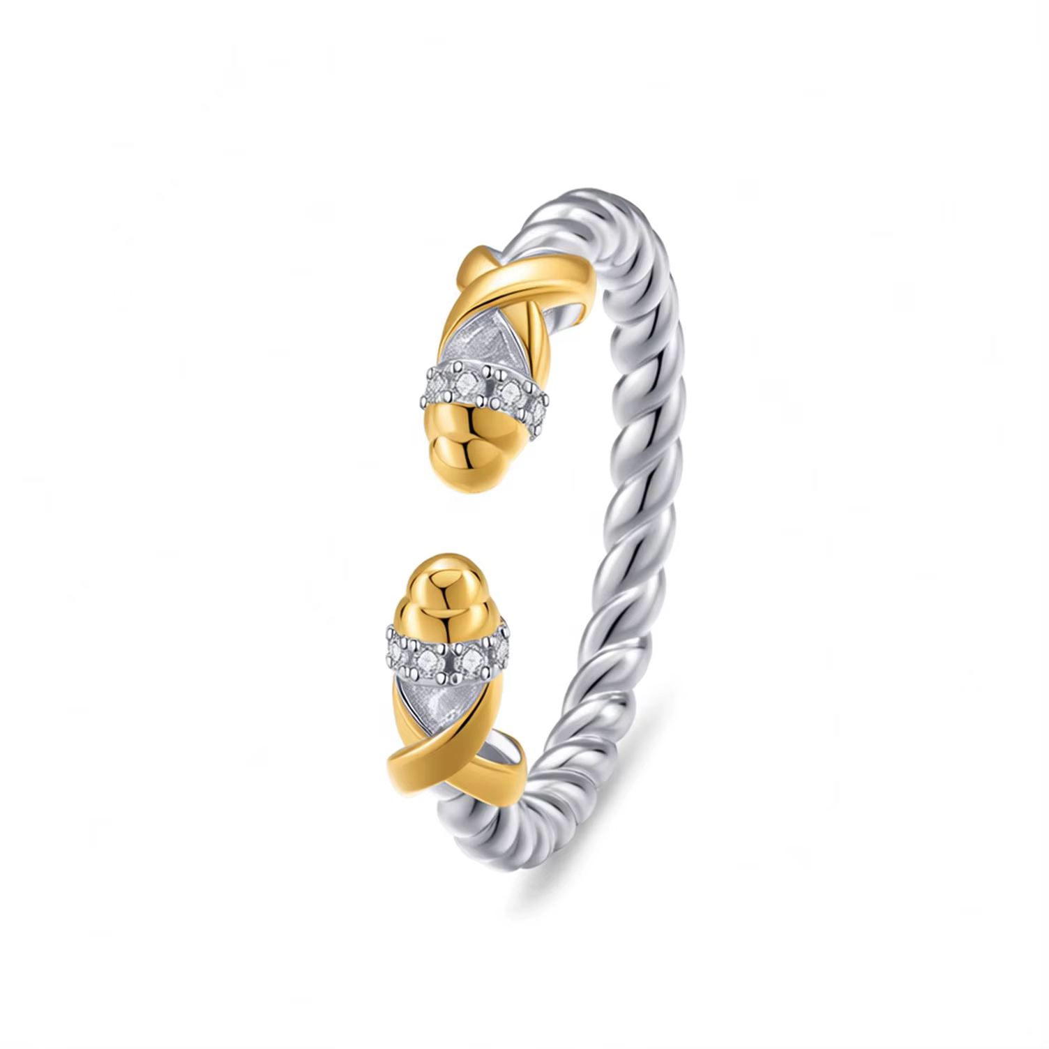 ZALMAN – bague tressée torsadée ouverte pour Couple, marque classique, taille réglable, bague en or 