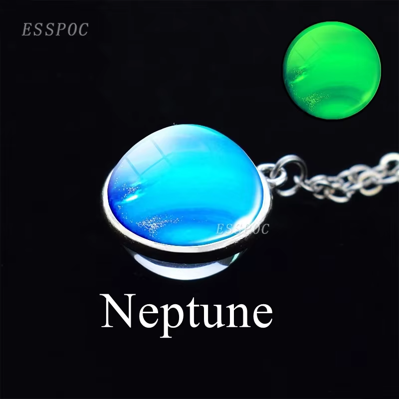 Système solaire pendentif collier pour femmes bijoux Art photo Collares Para Mujer Double face boule