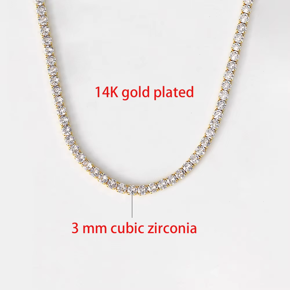 Colliers ras du cou de Tennis pour femmes, HipHop glacé AAA + zircone cubique, chaîne en cristal cou