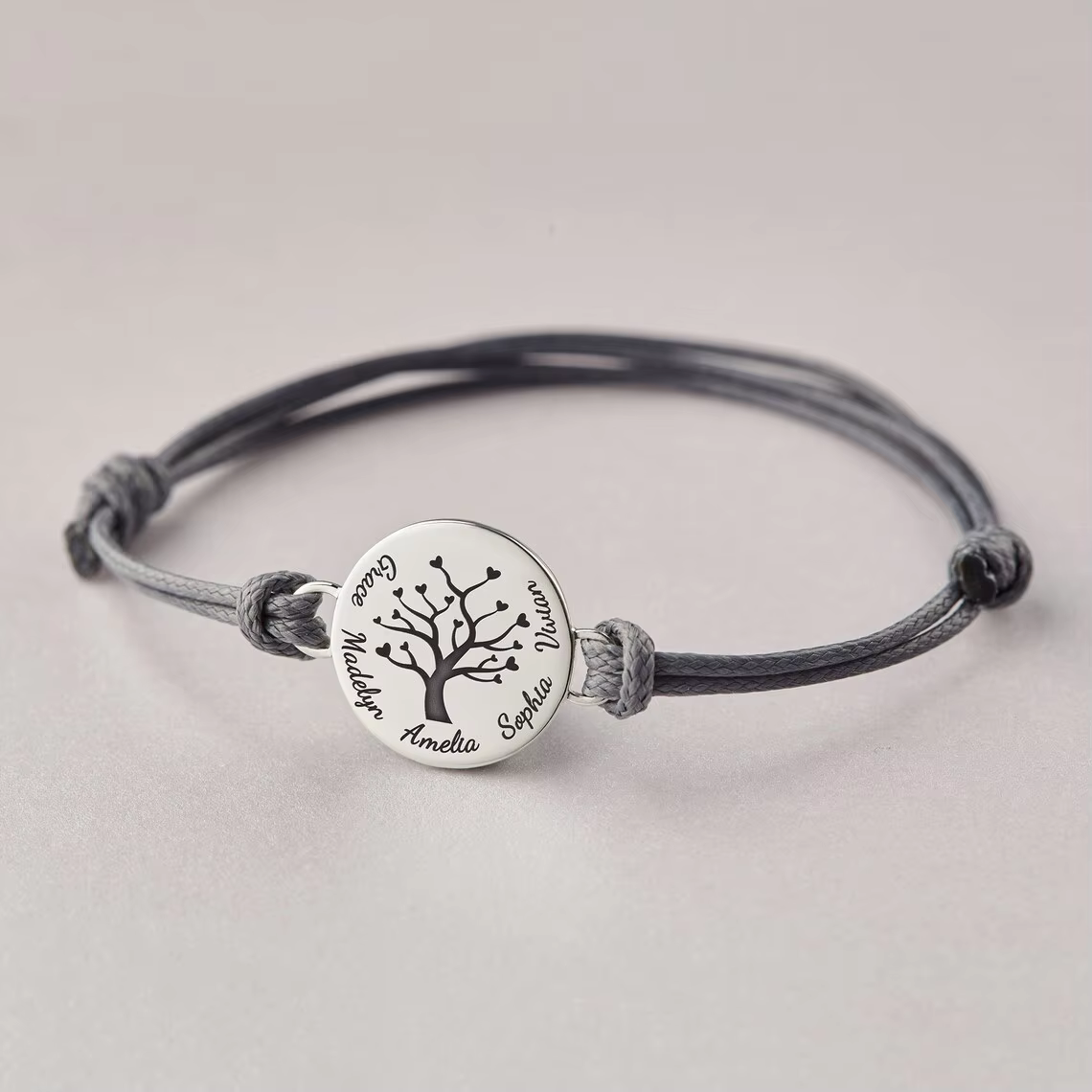 Bracelet arbre généalogique personnalisé, bijoux, idée cadeau pour maman, grand-mère personnalisée