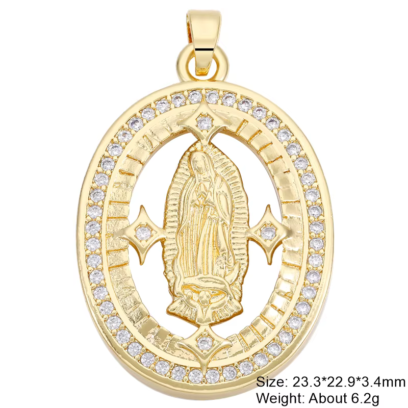 Juya 18K véritable plaqué or pendentif religieux fabrication de bijoux fournitures créatives Saint M
