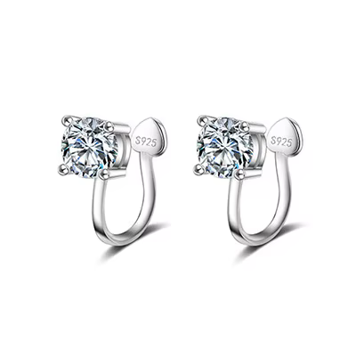 Zcompresses-Manchette d'oreille en argent regardé 925 pour femme, clip sur boucles d'oreilles, bijou