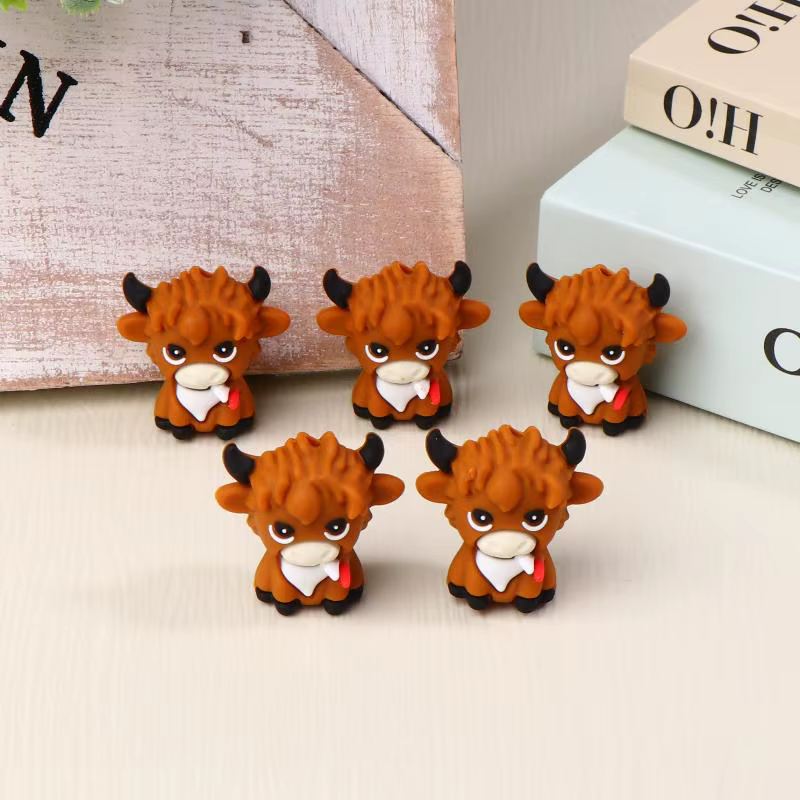 5 pièces 3D Silicone écureuil vache tortue animaux perles accessoires bijoux à bricoler soi-même por