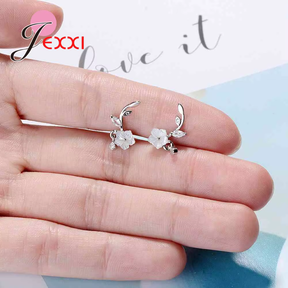 Boucles d'oreilles Style bohémien avec argent clair CZ pour femmes, bijoux à fleurs à la mode, tempé