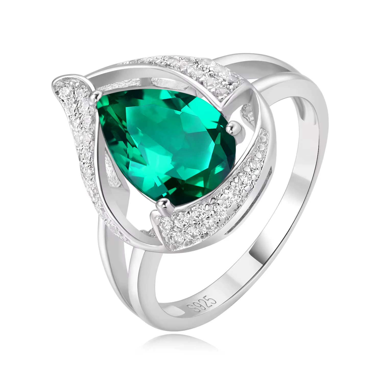 Bague Potiy en argent sterling 925 avec émeraude nano simulée de 2,67 carats et rubis créé, pour fem