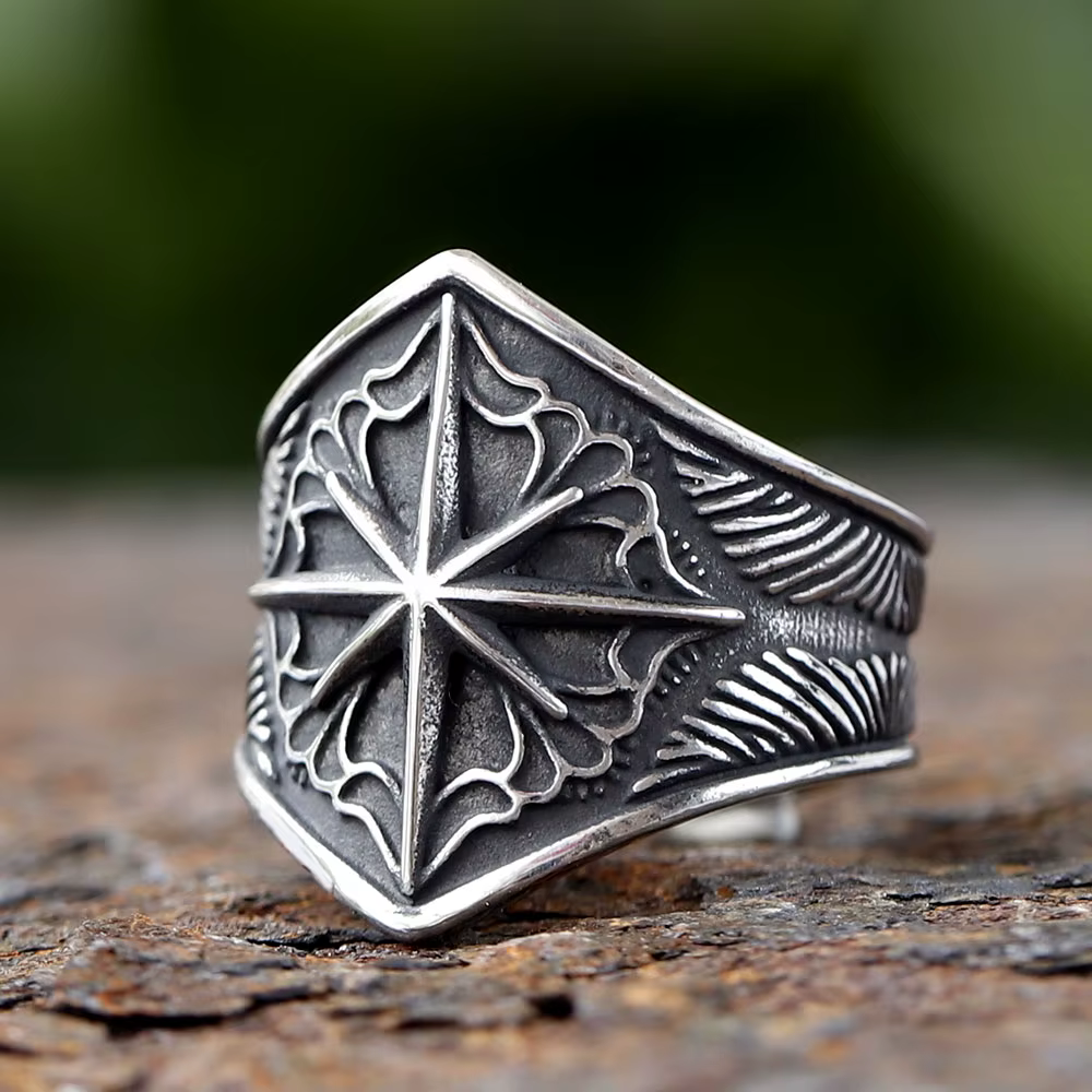 Bague étoilée en acier inoxydable 316L pour hommes, Punk Rock Rap pour motard, petit ami, Mariner, b