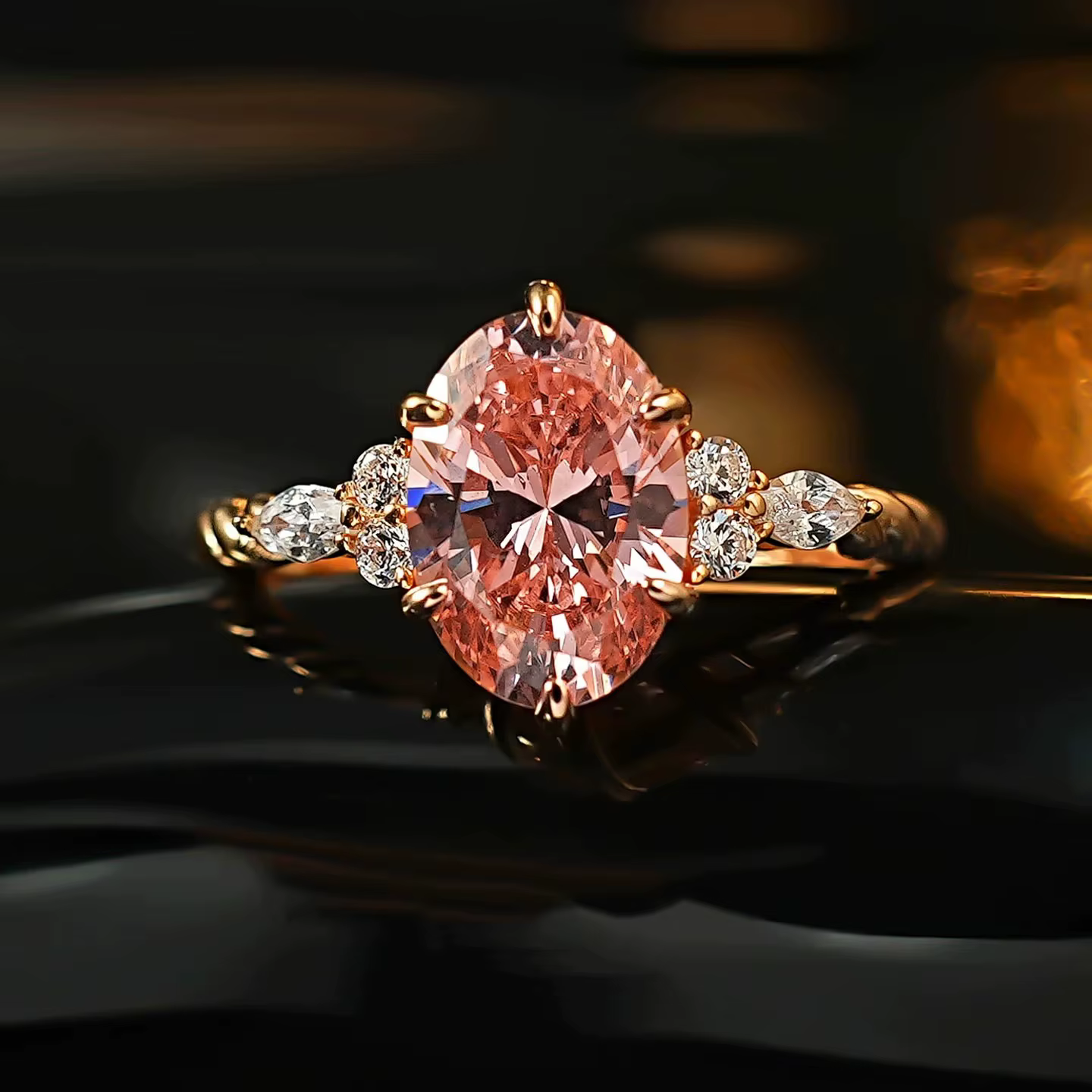 Produit le plus vendu - Bague en argent sterling 925 Pappalacha rose orange - Tendance pour les femm