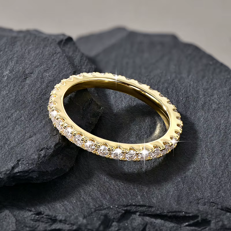 Bague de mariage en or 14 carats pour femmes, certifiée couleur D VVS1, bague d'éternité en moissani