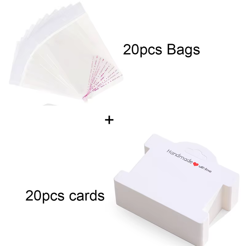 Présentoirs de Bracelets en papier 9.7x8cm, 20 ensembles, avec sacs auto-adhésifs, organisateurs de 