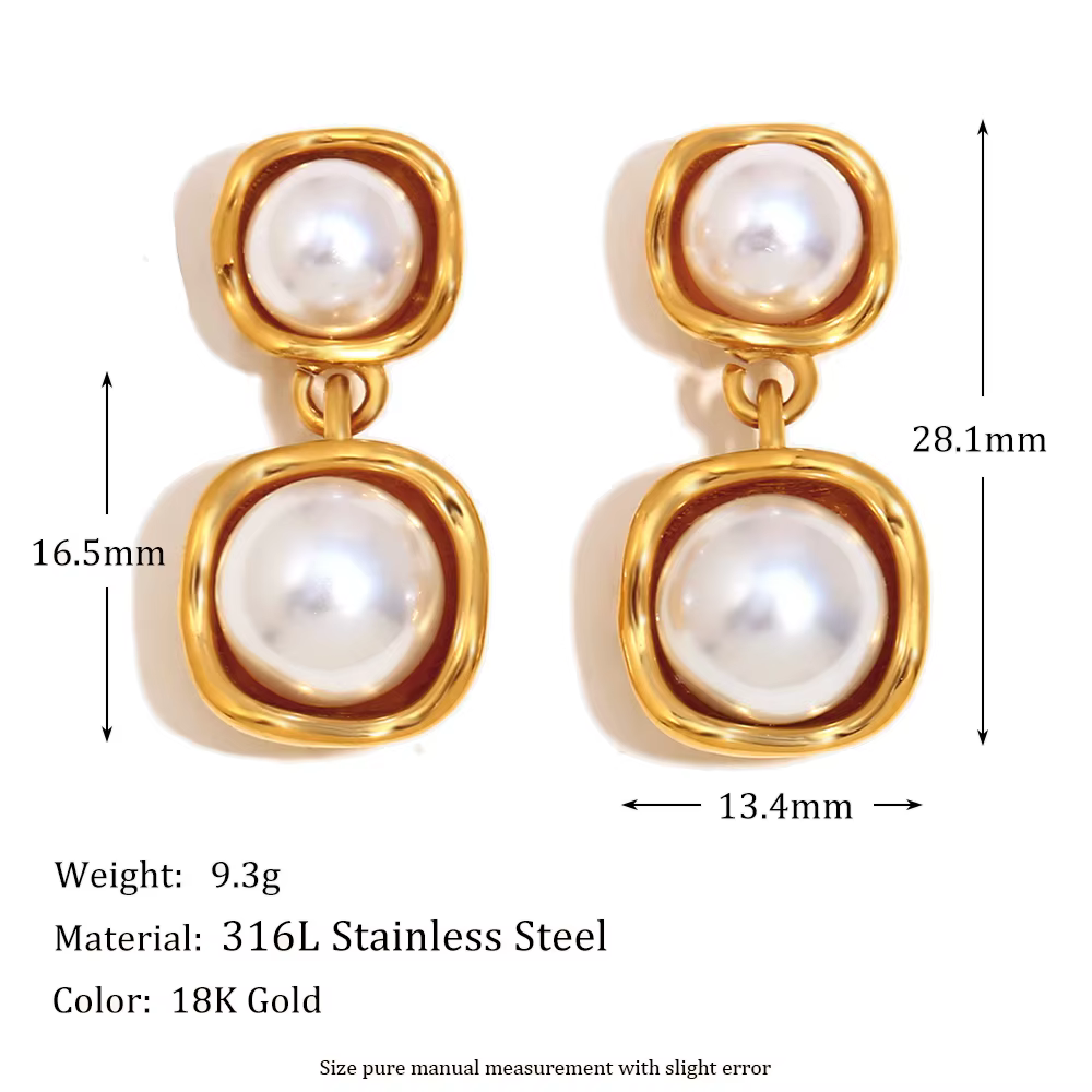 E.B.belle-Boucle d'oreille perle ronde exquise pour femme, style élégant, plaqué or 18 carats, bijou