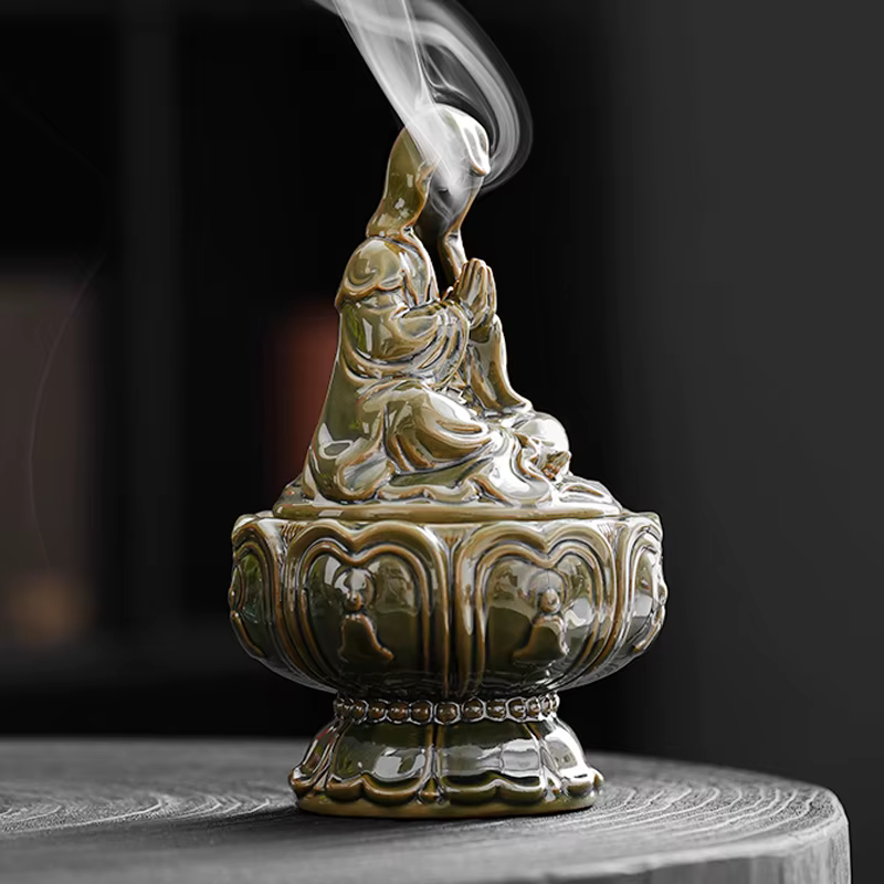Brûleur d'encens Zen, étude de cérémonie du thé, artisanat en céramique, brûleur d'encens en bois de