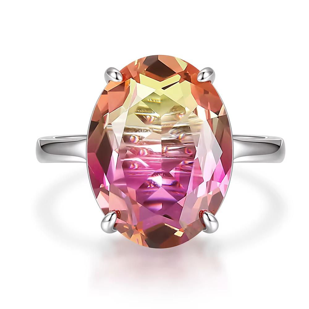 Monkton-Bagues cocktail en quartz arc-en-ciel véritable pour femme, pierre synthétique nar, matiques