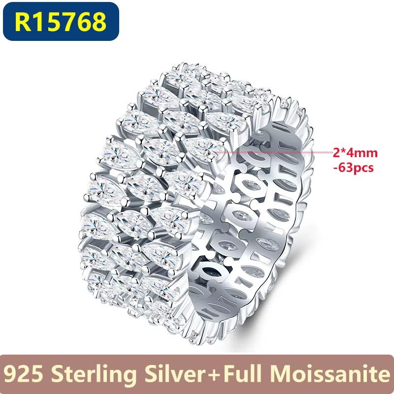 Bagues de luxe en moissanite en forme de poire pour femmes, bijoux en argent sterling S925 plaqué or