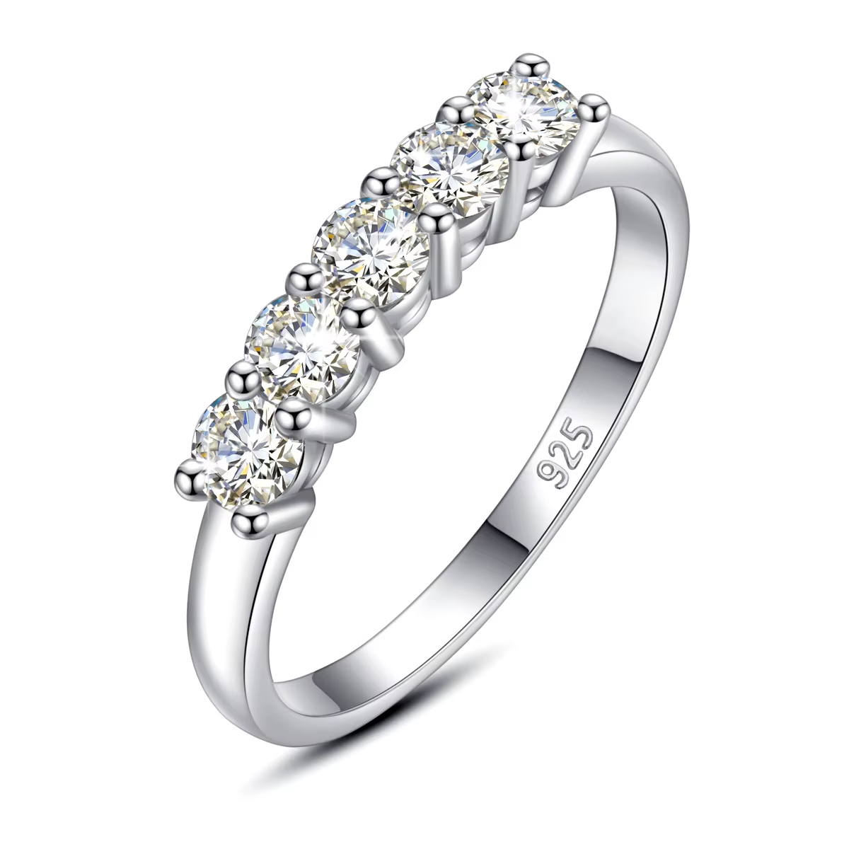 Bague en diamant Moissanite pour femmes, 5 pièces, argent 925 100% plaqué or Rose, bijoux fins avec 