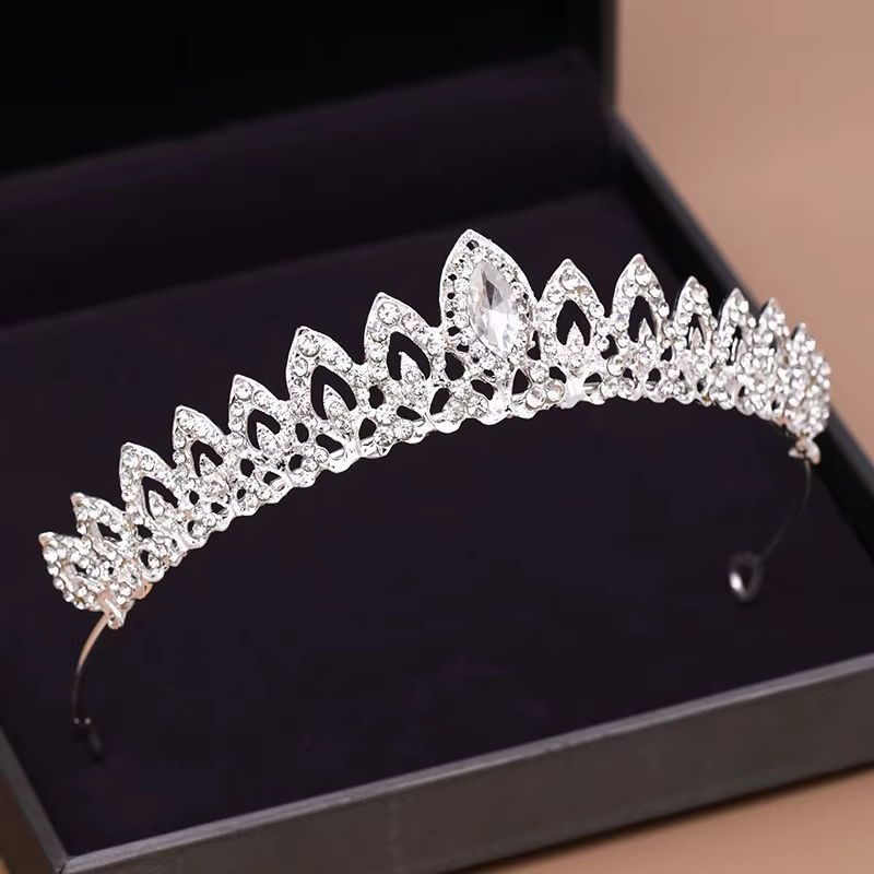 Diadème de Mariée Baroque Scintillant en Cristal Transparent, Couronne de Princesse, Bandeau, Bijou
